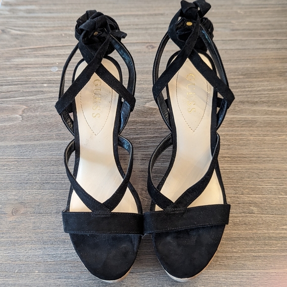 Guess Black Wedge Sandals | Size 7.5 | NWOT - Picture 2 of 7